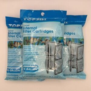 Top Fin Corner Internal Filter Cartridges 15 Gallon Aquarium Filter 2 Pack Lot 3
